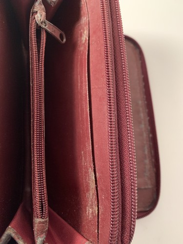 Vintage Red Eel Skin Zip Around Wallet Interior Rough Condition 4 x 7 - Picture 9 of 9