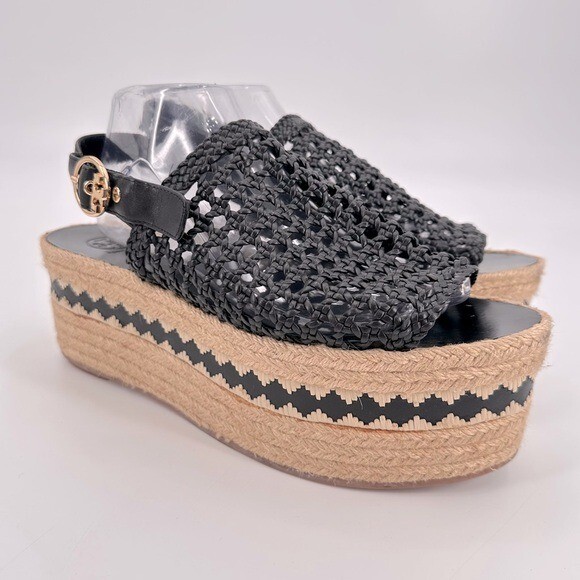 Tory Burch Dandy Chunky Platform Woven Espadrilles Sandals Size 11