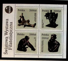 POLAND Sc 3108-11+3111a NH SET+SOUVENIR SHEET OF 1992 - ART