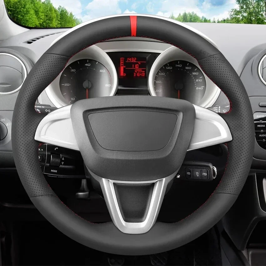 Cubierta de volante de cuero sintético para Seat Ibiza (6J) 2008-2015 MII 2013-2020 Foto 4 de 4