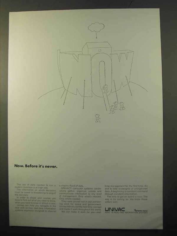 1970 Univac Computer Systems Ad - Now Before Never