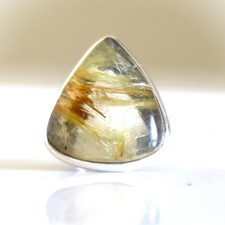 GOLDEN RUTILATED QUARTZ GEMSTONE RING 925 STERLING SILVER JEWELRY RING 3 TO 12