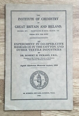 Vintage EXPERIMENT IN CO-OPERATIVE RESEARCH IN COTTON by Robert H Pickard 1936