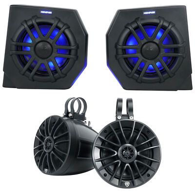 (2) Memphis CANAMDEF65FE 75w RMS Pods+Tower Speakers For 2018+ Can Am Defender