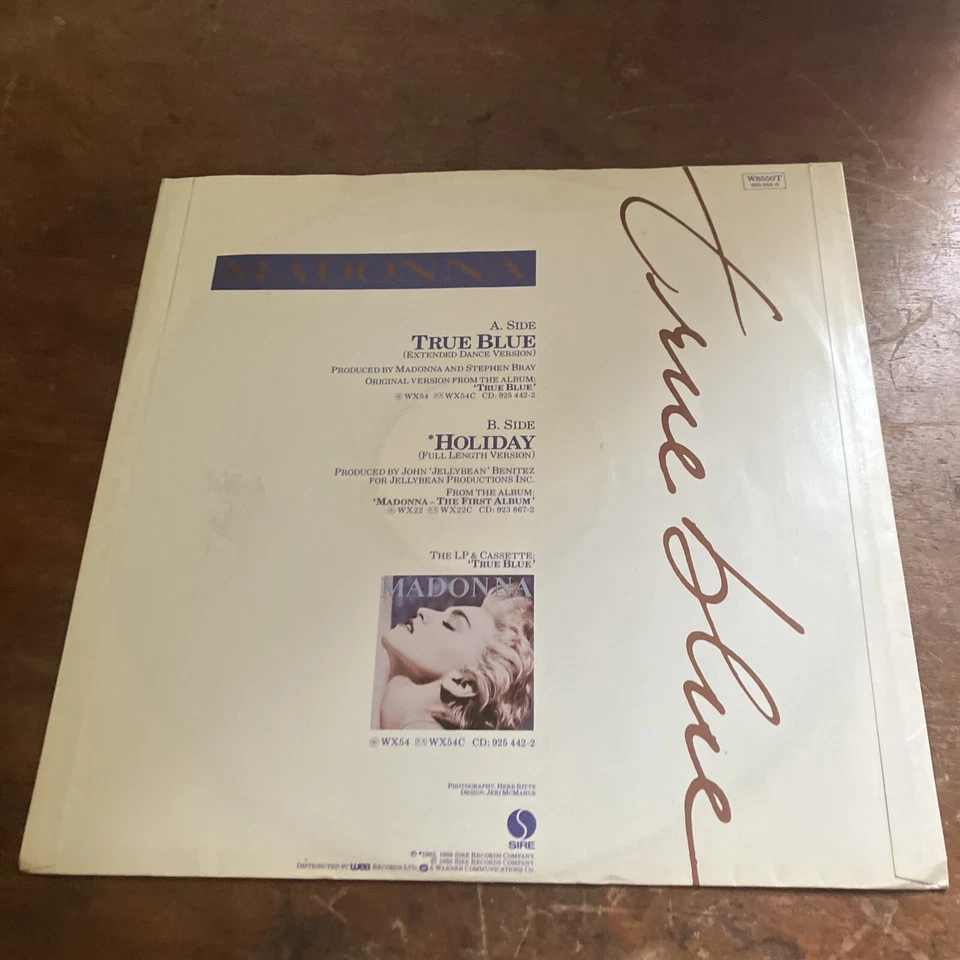 MADONNA 12" SINGLE: TRUE BLUE (EXTENDED DANCE VERSION) + HOLIDAY Quality Lyrics - Image 2 of 4