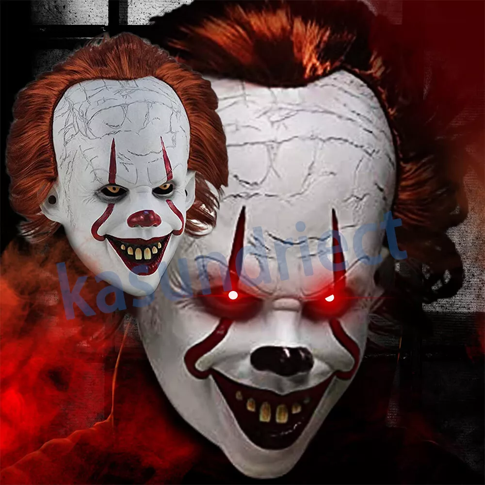 Scary Clown Pennywise IT Full Mask EvilRed Eyes Horror Cosplay Halloween  Costume