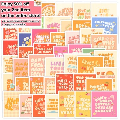 50pc Waterproof Vinyl Stickers Motivational Inspirational Phrases Luggage Phone