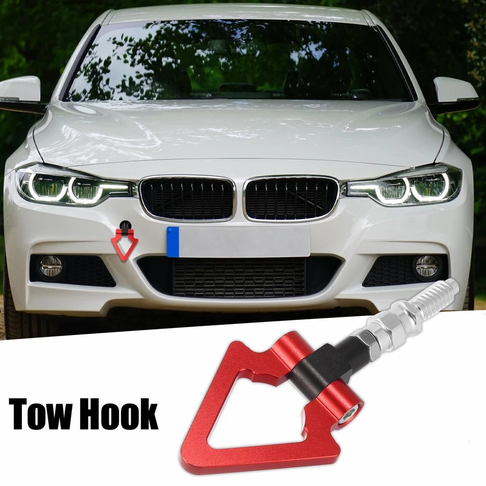 Track Racing Car Screw On Tow Hook Triangle Ring for BMW 3 5 7 Series Z3 Z4 Red - Image 2 of 4