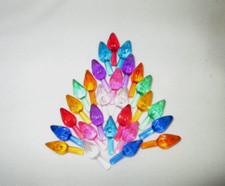 VINTAGE CERAMIC CHRISTMAS TREE 27 SMALL TWIST BULB LIGHTS, Assorted Colors