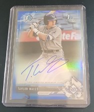 2017 Bowman Chrome True Blue Refractor Autograph Taylor Walls Auto RC Rays /150!