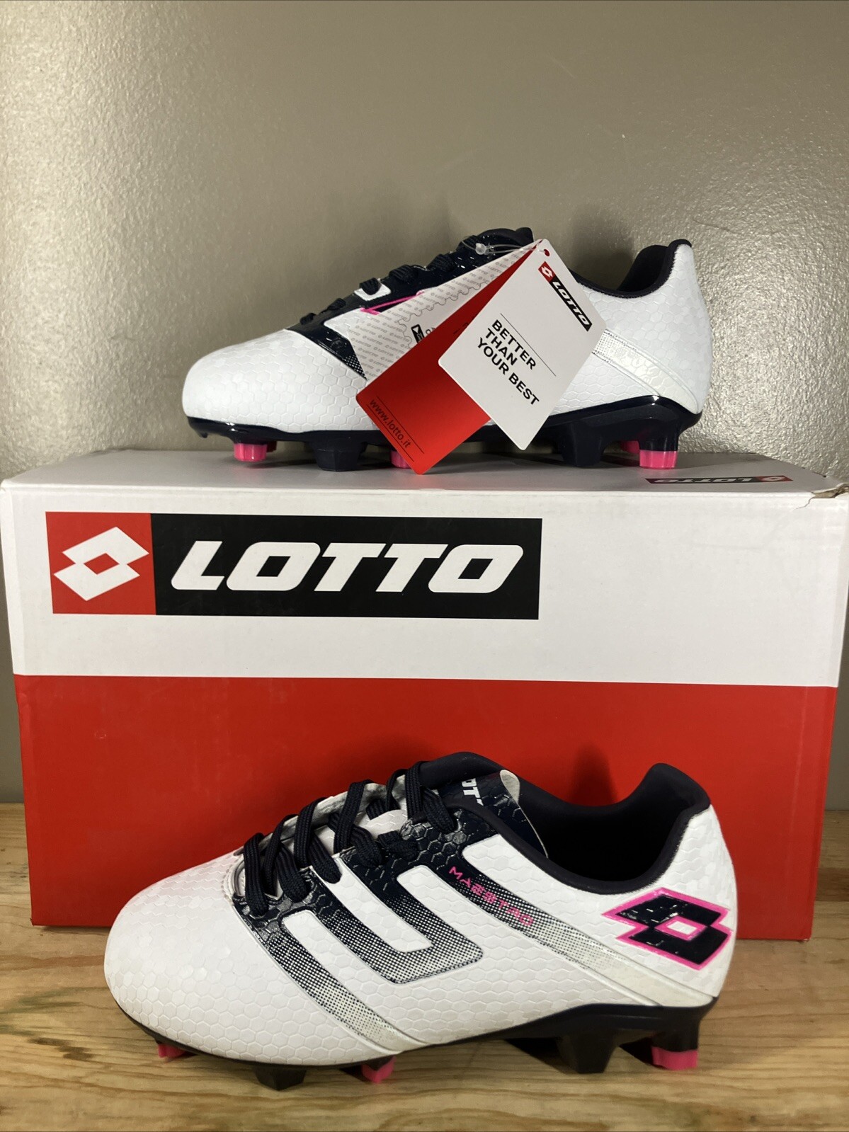 Tacchetti calcio bambina Lotto Maestro 700 IV FG giovani taglia 1 5 bianco rosa stringati