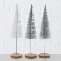 Deko Baum BäUmchen Dekoaufsteller H 30 Cm Weiß Silber Kunststoff 3Er Set