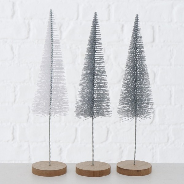 Deko Baum BäUmchen Dekoaufsteller H 30 Cm Weiß Silber Kunststoff 3Er Set-image