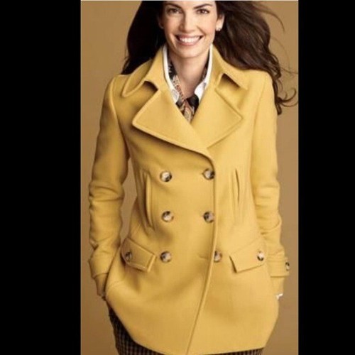 Size 6 Talbots Yellow Wool Pea Coat | eBay
