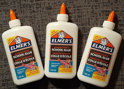 New! (Lot Of 3!) Elmer's Washable, No Run, School Glue - 3 pack - 7.6oz. Ea. Big