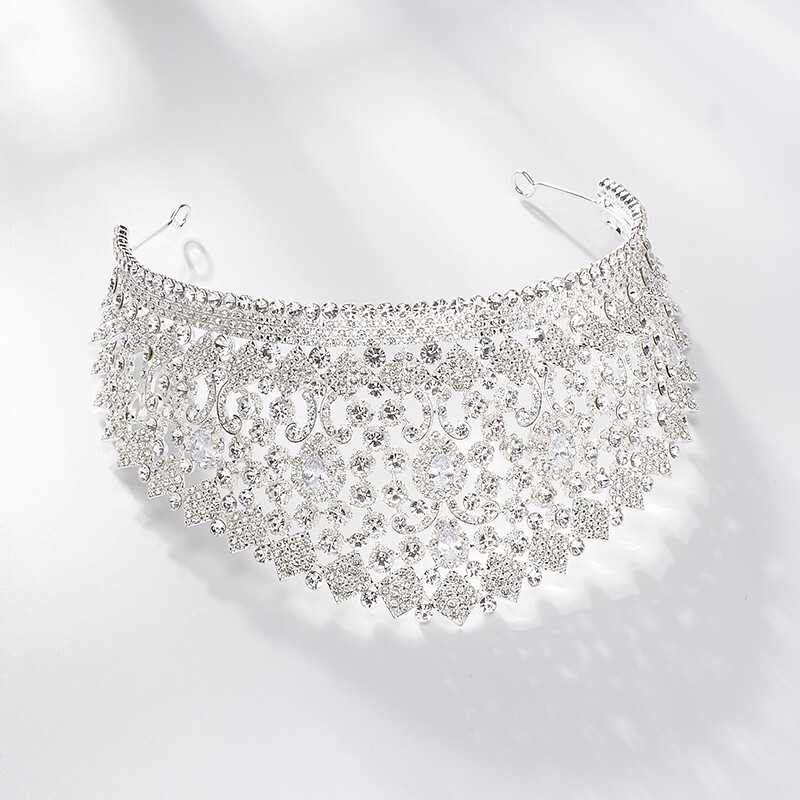 Classy CZ Stone Austrian Crystal Rhinestone Tiara Hair Crown Prom T177 Silver