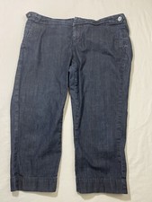 Tommy Hilfiger Capri Jeans Womens 16 Blue Dark Wash Denim Mid Rise Button Zip