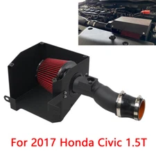 Cold Air Intake System Filter Heat Shield Kit For 2017 Honda Civic 1.5T Black