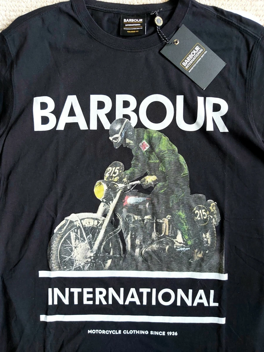 MEDIUM Black BARBOUR INTERNATIONAL Archive Motorcycle T SHIRT Tags