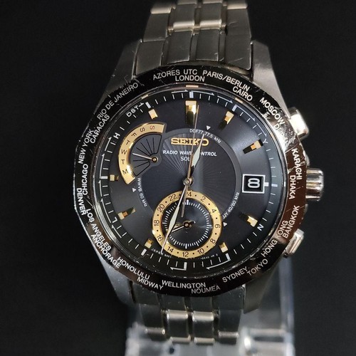 良品【稼働品】SEIKO セイコーブライツ 8B53 ブラック ソーラー メンズ