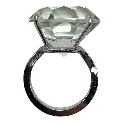Crystal Paperweight Engagement Ring Faux Diamond Solitaire Bling Display 1.75” - Picture 12 of 15