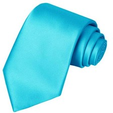Solid Satin Tie Pure Color Necktie Mens Ties  Gift Box Turquoise Blue