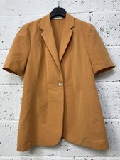Platinum Jacket Uk 16 Burnt Orange Short Sleeve Unlined Modal Linen Mix
