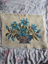Blue Flowers Needlepoint In Vase