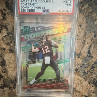 Panini 2021 Clearly Donruss Tom Brady Clearly Dominant Green CD-TB /25 PSA 9