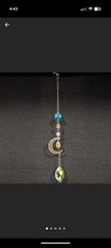 Multicolor Crescent Moon Crystal Suncatcher Hanging Decor Handmade