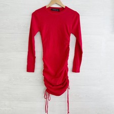 NWT Lioness - Military Minds Red ruched knit viscose sweater dress, S US 4