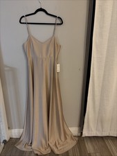 NWT Show Me Your MuMu Faith Maxi Dress in  Champagne Luxe Satin Lined Sz M
