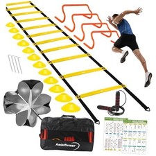 Agility Ladder Training Equipment Set - Agility Ladder 12 Rungs/20ft , 4 Yellow