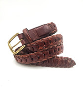 Brighton Womens Leather Belt Solid Brass Buckle Link Woven Design Size 36 74507