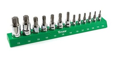  85532 13-Piece Torx Bit Socket Set, Magnetic Socket Torx Bit Sockets (Green)