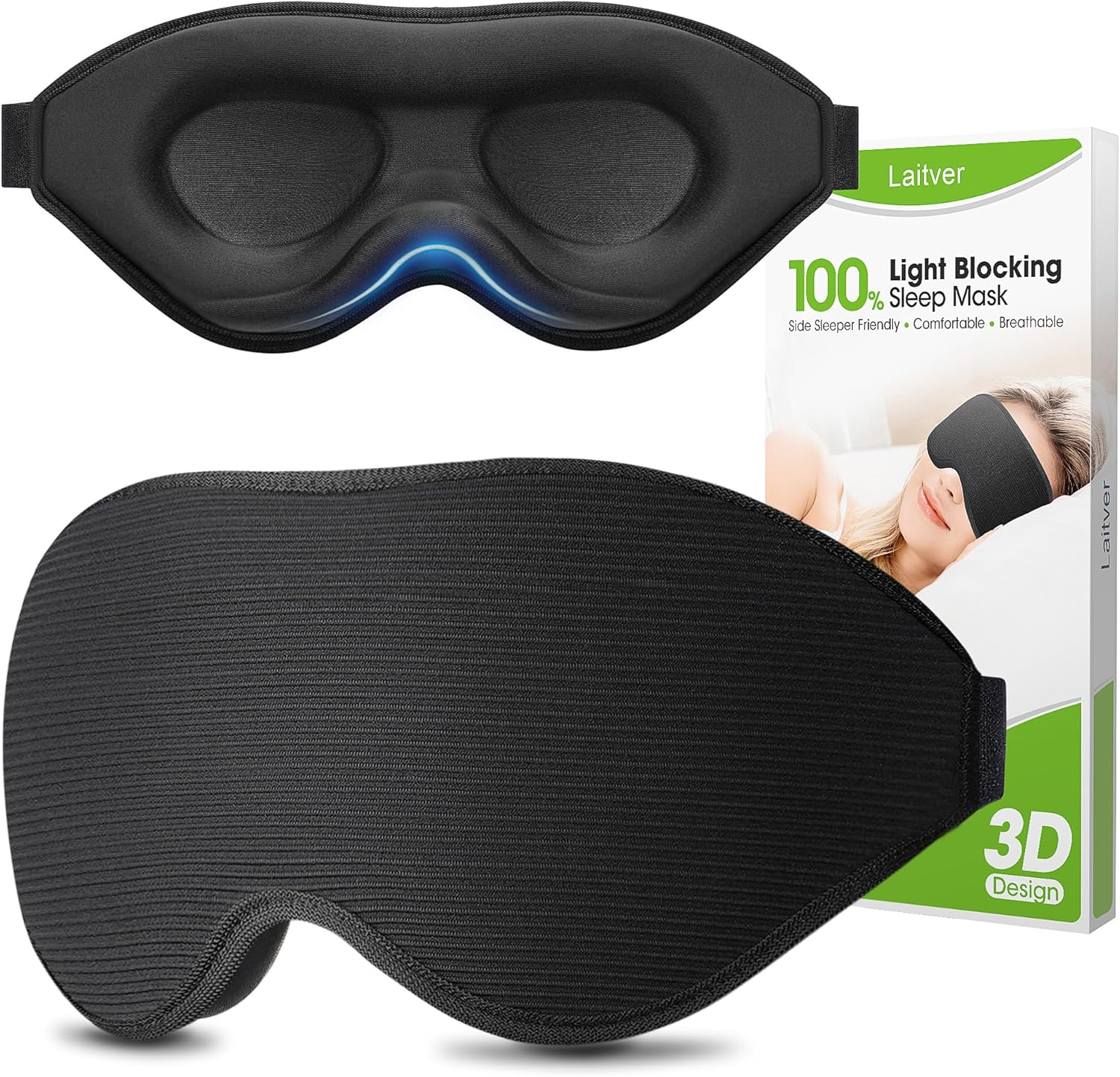 100% Blackout Sleep Mask for Women Men-  Perfect Eye Sleeping Mask for Side Slee