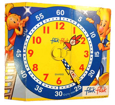 Flik Flak Learning Educational Folding Cardboard Clock Moveable Hands Vintage