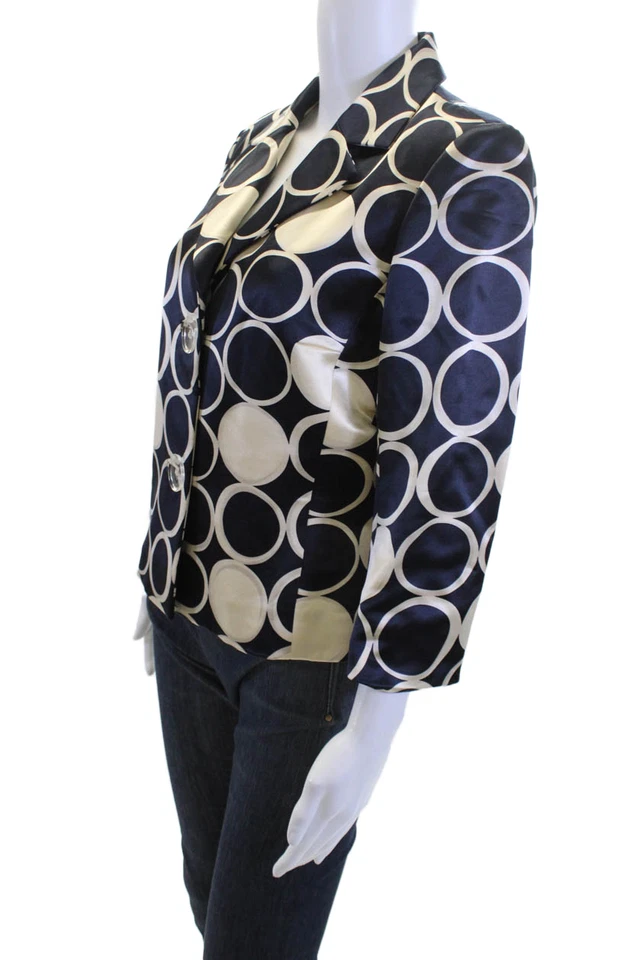 Женский блейзер Tuleh темно-синий с геометрическим воротником рукав 3/4 полиэстер размер S - Изображение 2 из 4