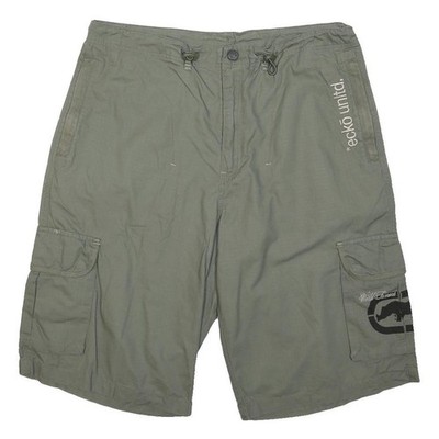 ECKO UNLTD Herren Cargo Shorts Grün XL W36 Logo Print Taschen Freizeit