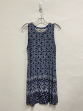 LOFT Size M Navy Blue/White Print Sleeveless Ladies Dress