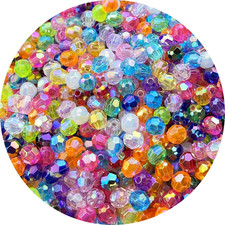 200 PCS 10Mm Acrylic Faceted Spacer Beads AB Color Glossy round Loose Beads for