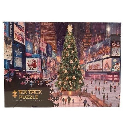 TekTalk Wood Jigsaw Puzzle NY Times Square Christmas 1000 Pieces NEW Sealed Box