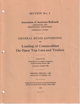 AAR Loading Rules machinery, pipes, steel, logs, lumber OTLR model railroaders