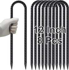 Trampoline Stakes 12 Inches Anchors High Wind Heavy Duty, 8-Pack U Shaped Tie Do