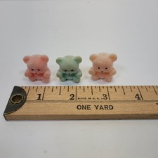 3 VTG Darice Miniature Flocked Teddy Bears