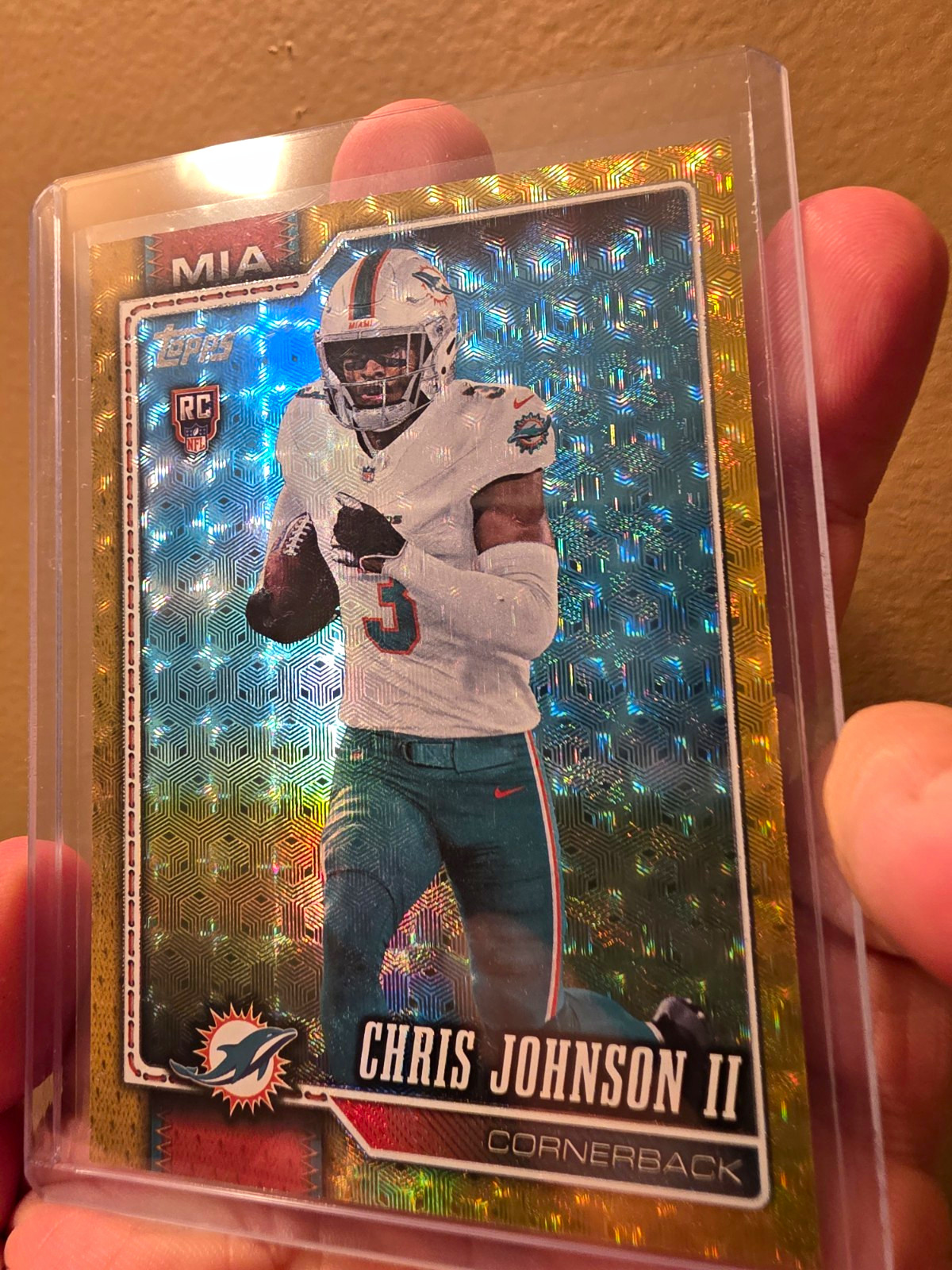 2026 Topps Football Flagship Chris Johnson II Miami Dolphins SUPERFRACTOR 1/1 RC view 4