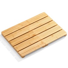 Foldable Bamboo Bath Mat for 19.7" x 14.2" Rectangular , Wood-colored