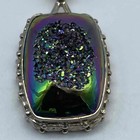 Sterling Silver 925 Titanium Druzy Pendant & Evil Eye Enamel Ring Set Size 7.5 — photo 3