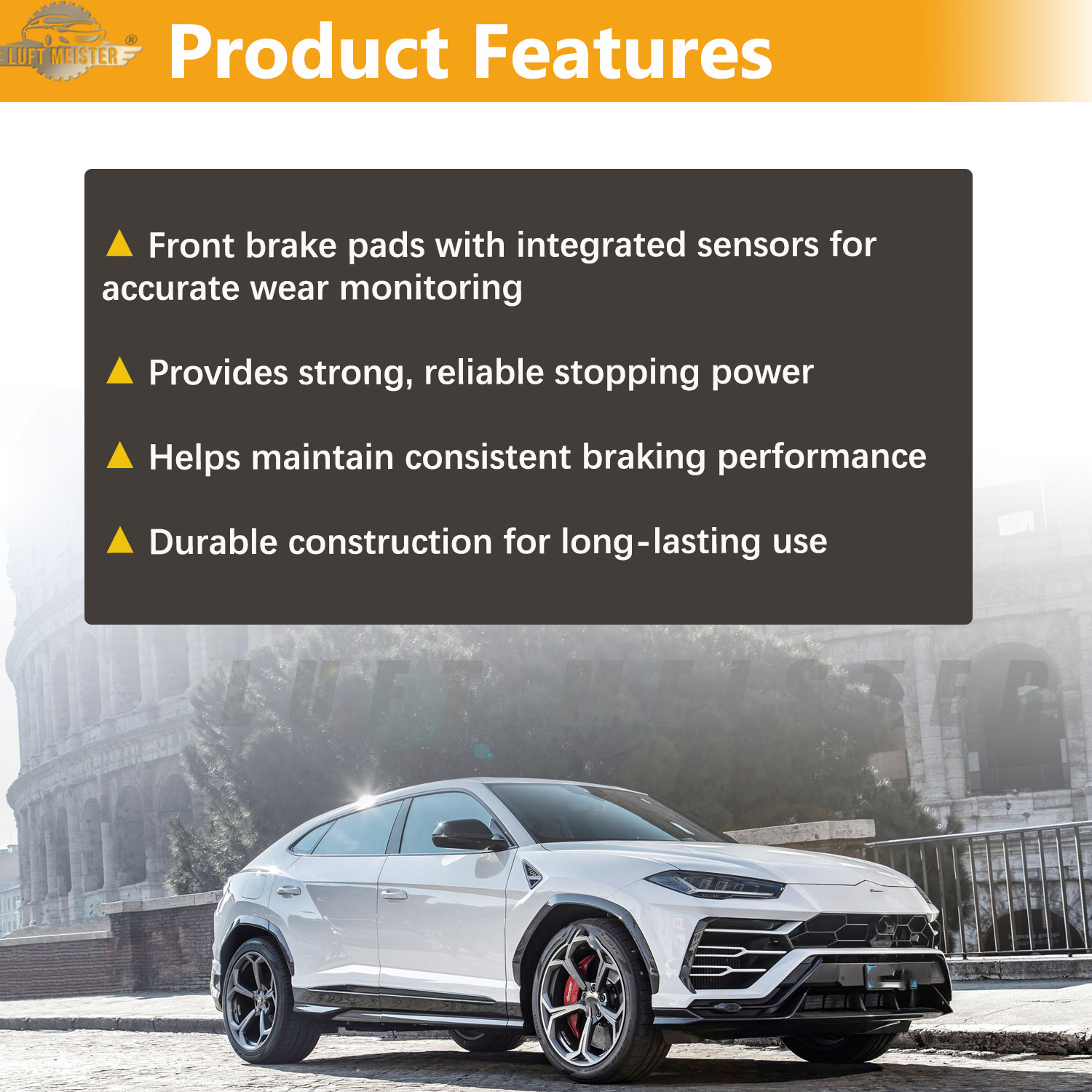 FOR LAMBORGHINI URUS FRONT BRAKE PADS SET WITH SENSORS 4M0698151BP NEW