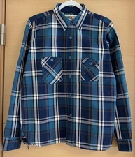 Samurai Jeans Check Pattern Flannel Cotton Shirt  Green x Blue Made In Japan